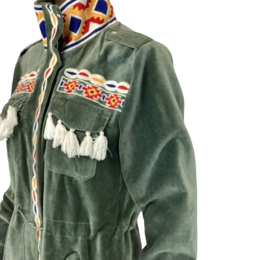 America & Beyond embroidered velvet jacket w/tassels size medium - Picture 6 of 9